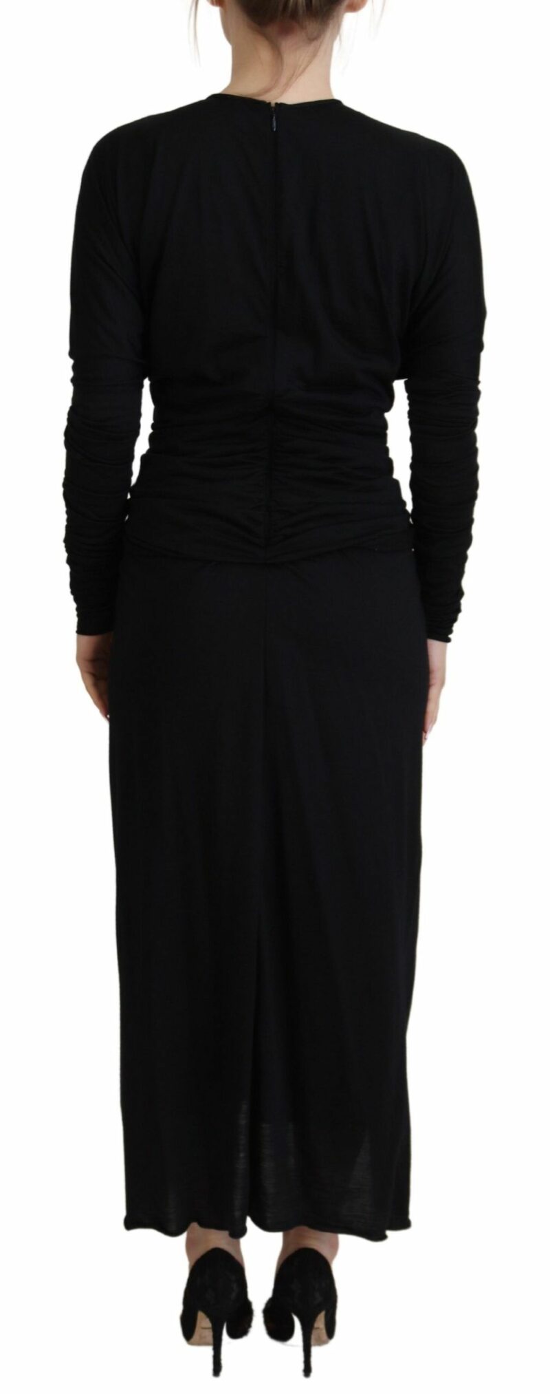 Dolce & Gabbana Elegant Sheath Wrap Dress with Long Sleeves - Image 3