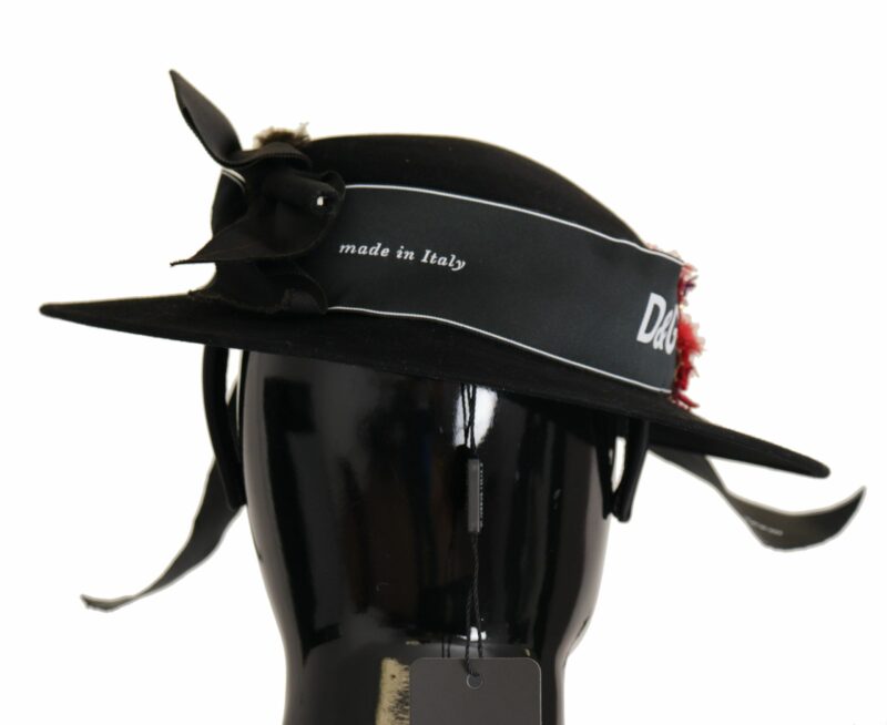 Dolce & Gabbana Elegant Wide Brim Black Hat - Image 2