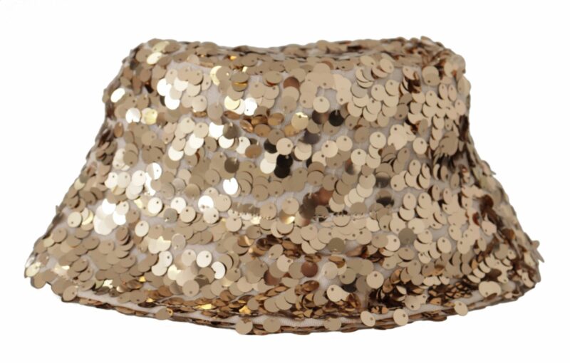 Dolce & Gabbana Elegant Sequined Gold Bucket Hat - Image 3