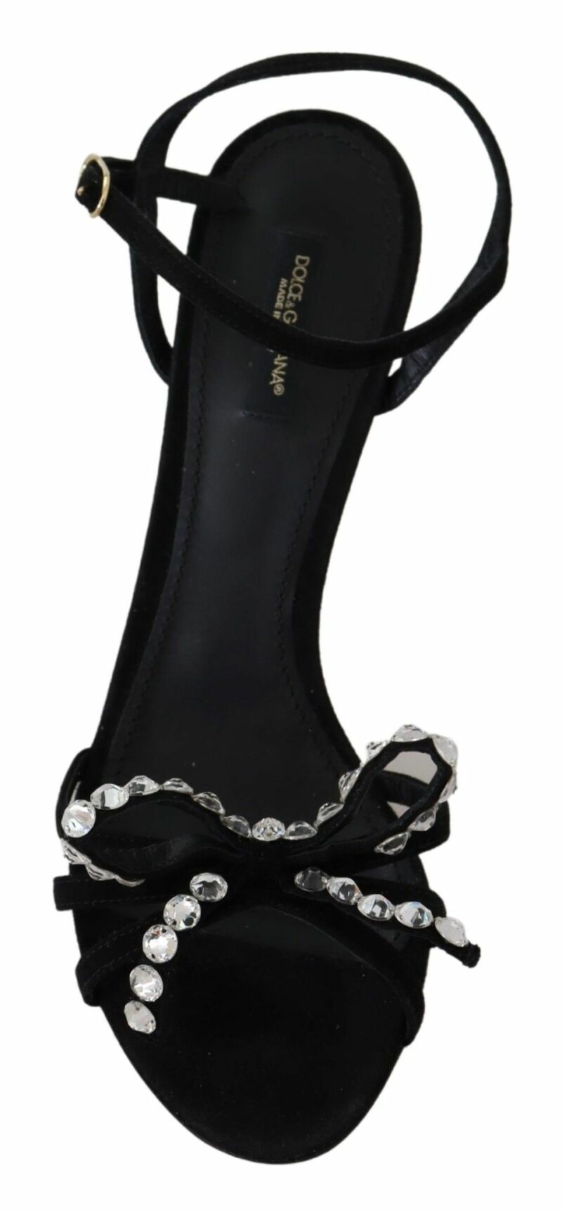 Dolce & Gabbana Elegant Suede High Sandals with Crystal Bows - Image 3