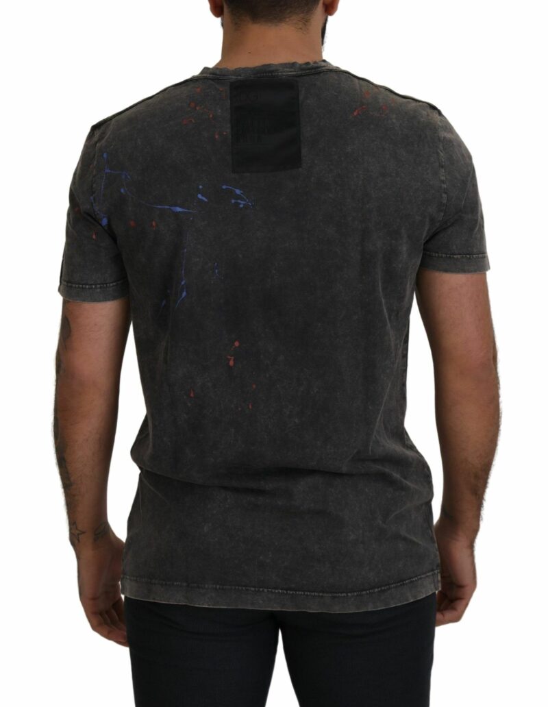 Dolce & Gabbana Elevated Grey Cotton Tee with Discolored DG Logo - Image 3