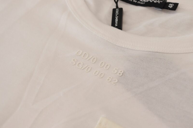 Dolce & Gabbana Elegant White Cotton Tee with DG Chest Pocket - Image 6