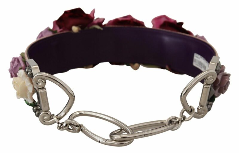 Dolce & Gabbana Beige Floral Leather Shoulder Strap Accessory - Image 4