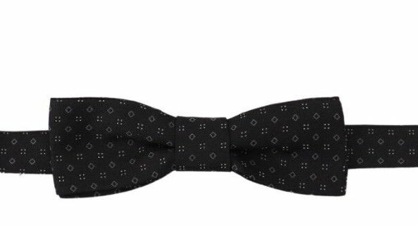 Dolce & Gabbana Exclusive Silk Patterned Black Bow Tie