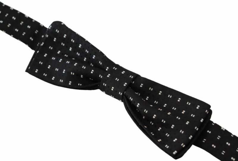 Dolce & Gabbana Elegant Black Silk Bow Tie - Image 4