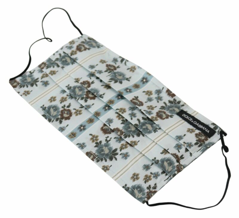 Dolce & Gabbana Chic White Floral Pleated Cotton Face Mask - Image 4