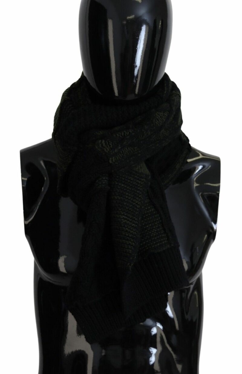 Dolce & Gabbana Elegant Wool Scarf in Black & Green - Image 2