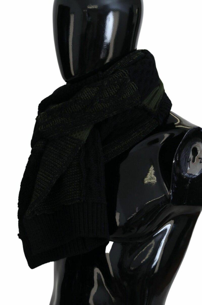 Dolce & Gabbana Elegant Wool Scarf in Black & Green - Image 3