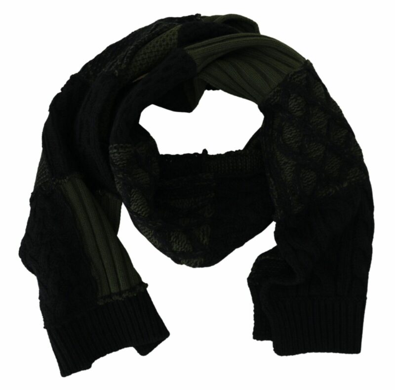 Dolce & Gabbana Elegant Wool Scarf in Black & Green - Image 4