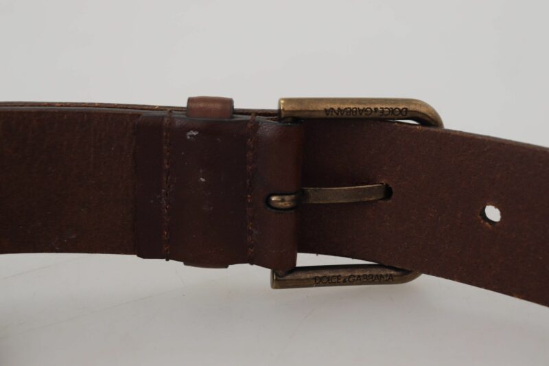Dolce & Gabbana Elegant Brown Leather Belt with Metal Buckle - Image 6