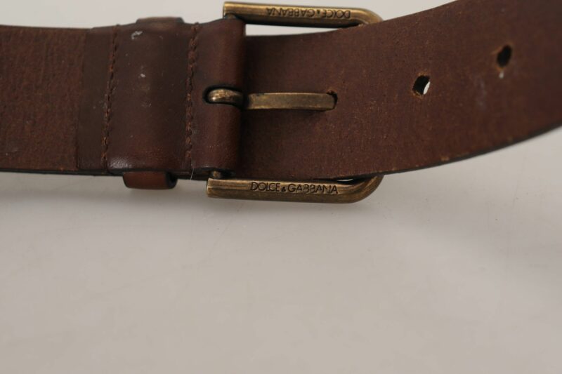 Dolce & Gabbana Elegant Brown Leather Belt with Metal Buckle - Image 7