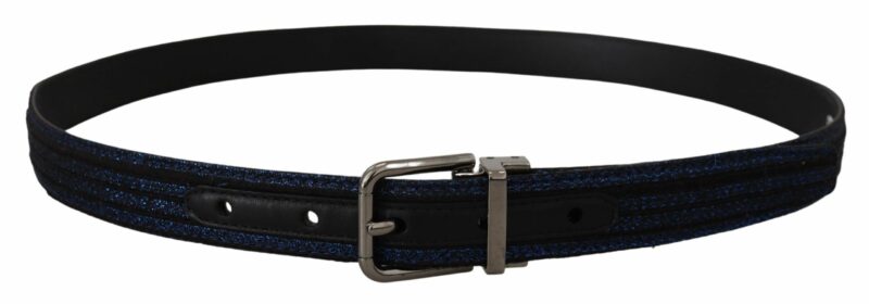 Dolce & Gabbana Elegant Blue Jacquard Leather Belt - Image 3