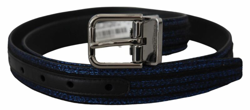 Dolce & Gabbana Elegant Blue Jacquard Leather Belt - Image 2