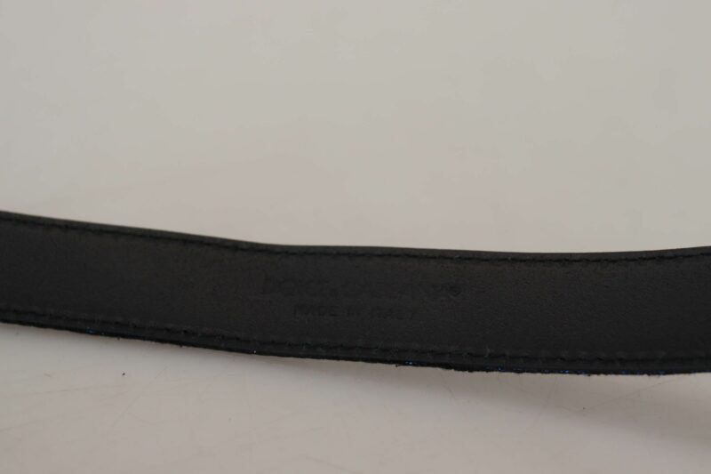 Dolce & Gabbana Elegant Blue Jacquard Leather Belt - Image 4
