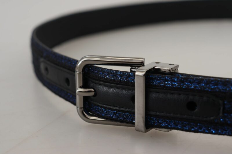 Dolce & Gabbana Elegant Blue Jacquard Leather Belt - Image 5