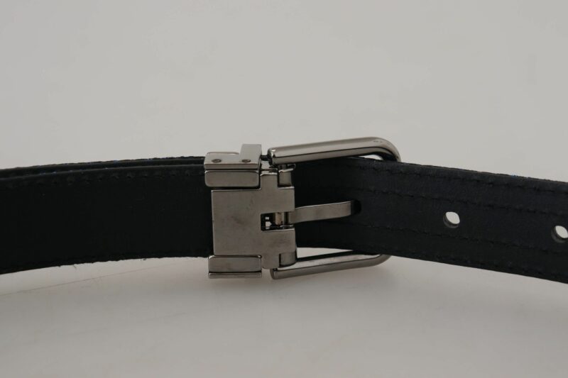 Dolce & Gabbana Elegant Blue Jacquard Leather Belt - Image 6