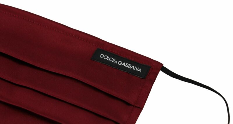 Dolce & Gabbana Elegant Silk Pleated Maroon Face Mask - Image 2