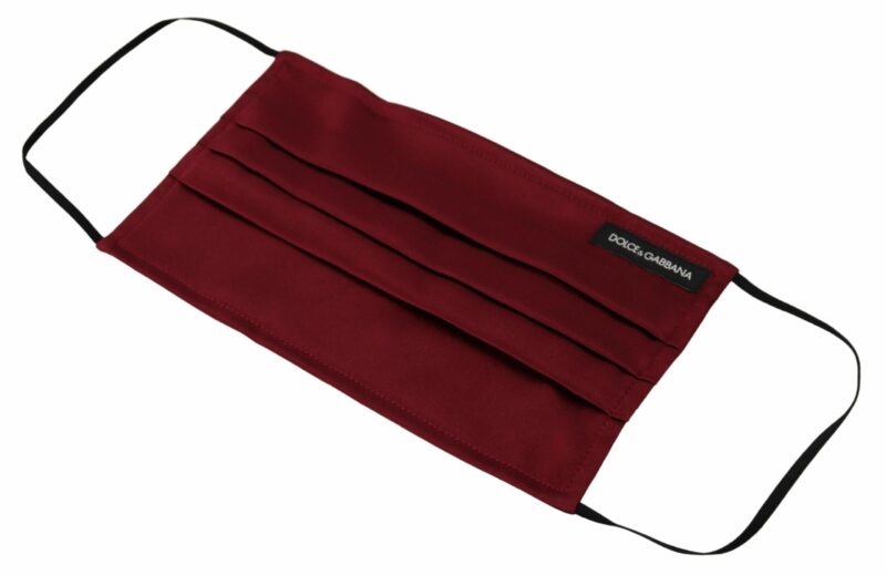 Dolce & Gabbana Elegant Silk Pleated Maroon Face Mask - Image 3