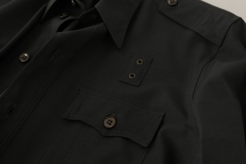 Dolce & Gabbana Elegant Slim Fit Dark Green Cotton Shirt - Image 6