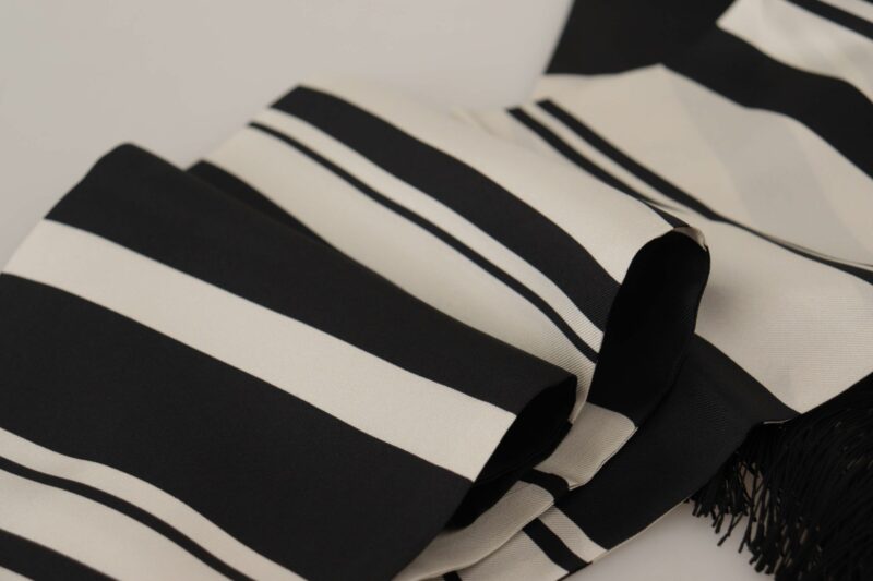 Dolce & Gabbana Elegant Silk Men's Scarf - Classic Black Stripe - Image 3