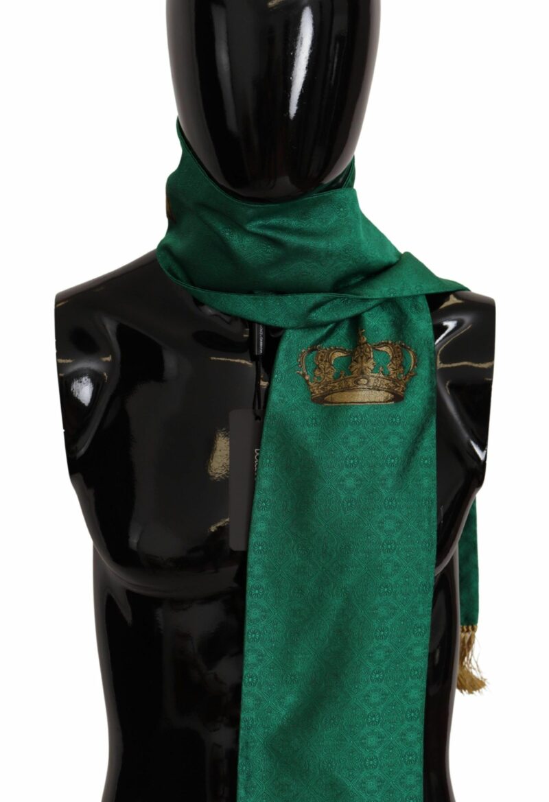 Dolce & Gabbana Elegant Green Silk Blend Men's Scarf - Image 6