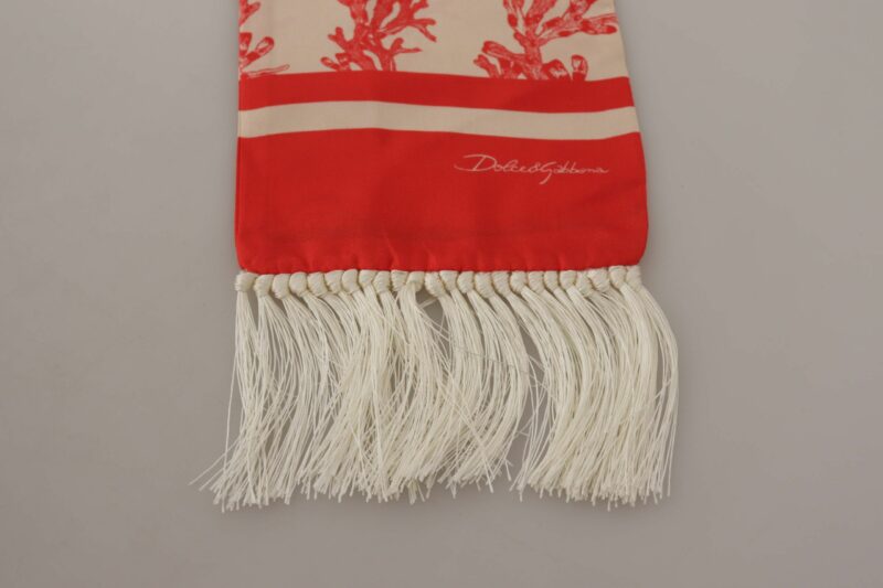 Dolce & Gabbana Elegant Silk Men's Scarf Wrap - Red Coral Print - Image 4