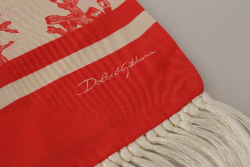 Dolce & Gabbana Elegant Silk Men's Scarf Wrap - Red Coral Print - Image 5