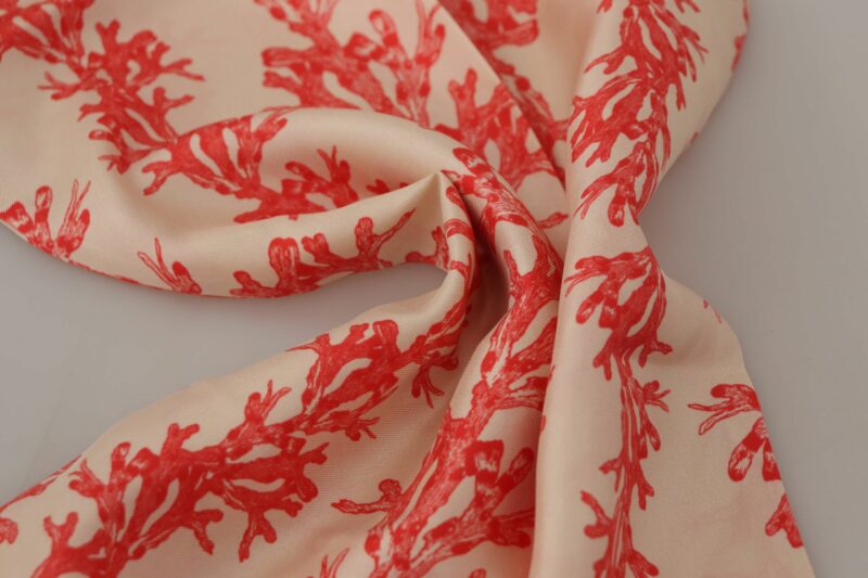 Dolce & Gabbana Elegant Silk Men's Scarf Wrap - Red Coral Print - Image 6