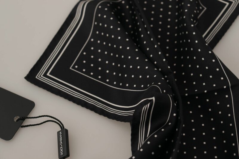Dolce & Gabbana Elegant Black Silk Polka Dot Men's Scarf - Image 4