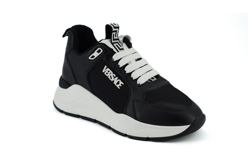 Versace Elegant Monochrome Leather Sneakers - Image 2