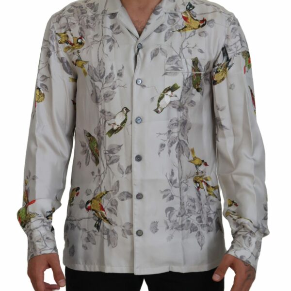 Dolce & Gabbana Elegant Silk Bird Print Casual Shirt