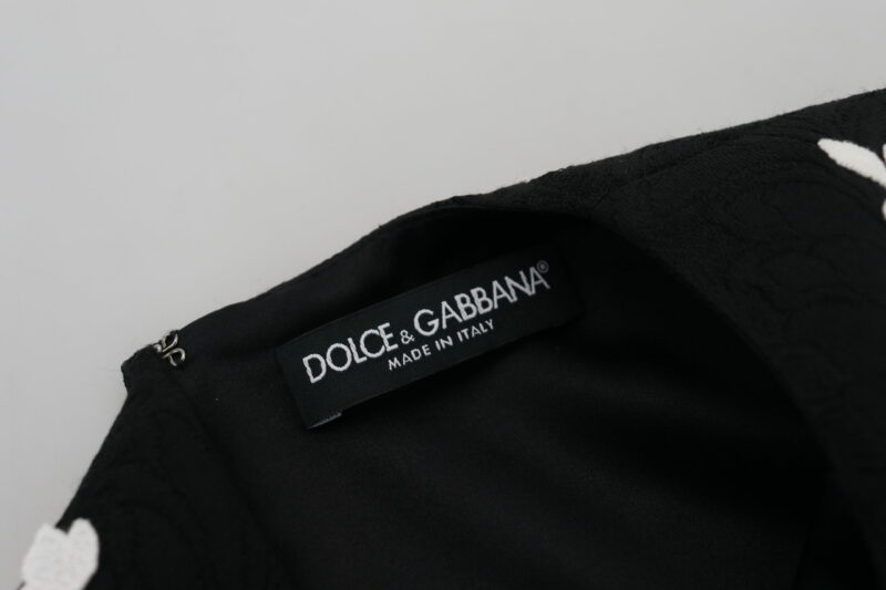 Dolce & Gabbana Elegant Black A-Line Mini Dress with Lace Trim - Image 6