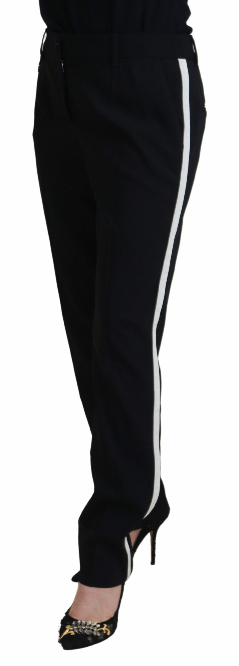 Dolce & Gabbana Elegant Black Wool-Silk Blend Trousers - Image 2