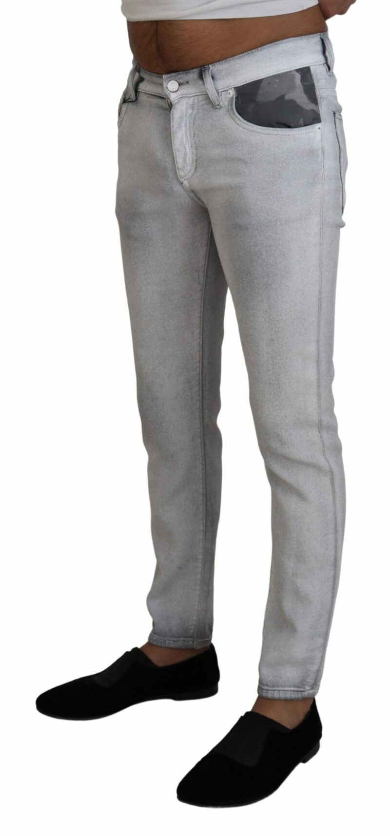 Dolce & Gabbana Elegant Gray Washed Cotton Blend Pants - Image 2
