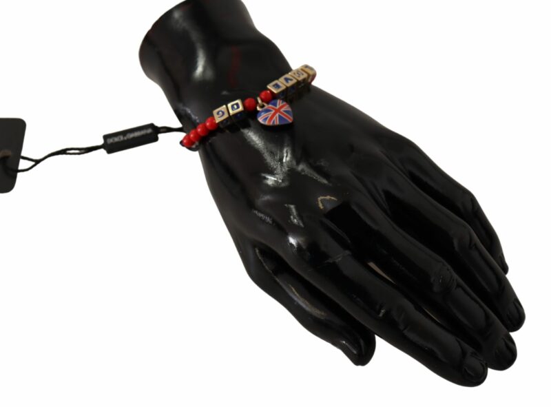 Dolce & Gabbana Elegant Blue, Red Glass & Zama Bracelet - Image 3