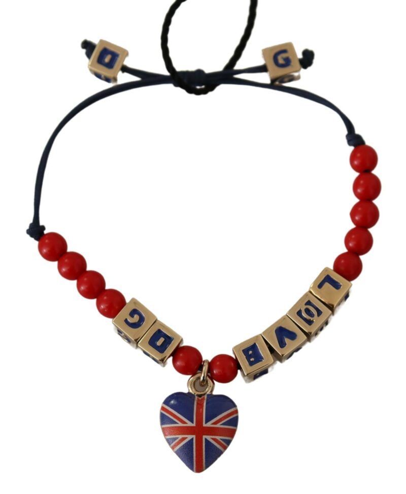 Dolce & Gabbana Elegant Blue, Red Glass & Zama Bracelet - Image 4