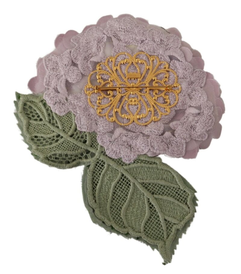 Dolce & Gabbana Elegant Purple Floral Silk Blend Brooch - Image 2
