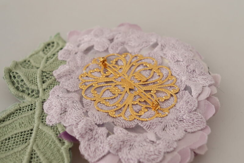 Dolce & Gabbana Elegant Purple Floral Silk Blend Brooch - Image 4