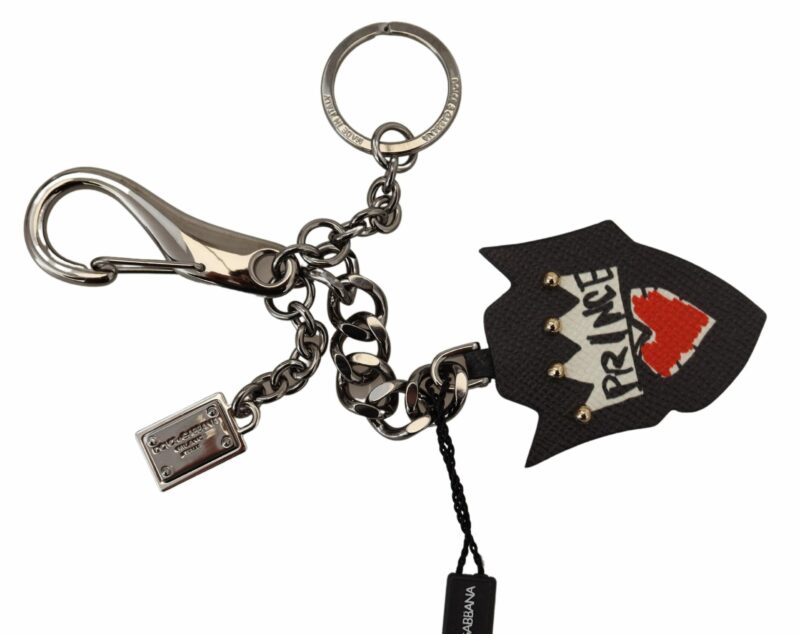 Dolce & Gabbana Elegant Silver and Black Designer Keychain - Image 2