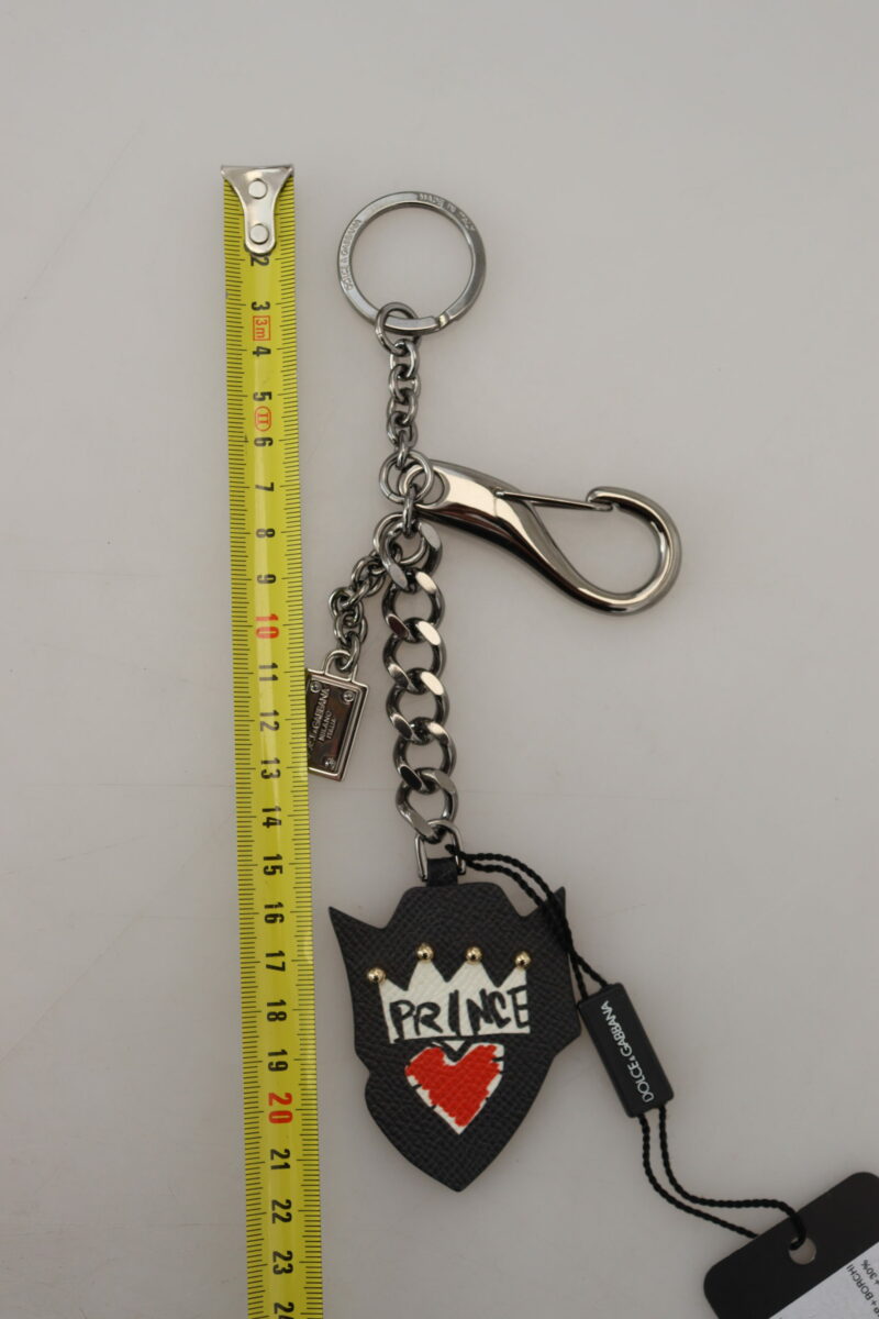 Dolce & Gabbana Elegant Silver and Black Designer Keychain - Image 3