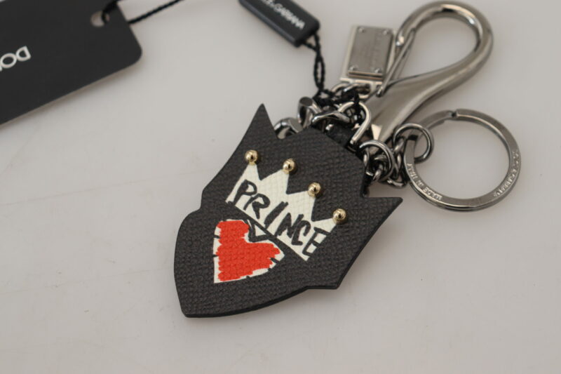 Dolce & Gabbana Elegant Silver and Black Designer Keychain - Image 5