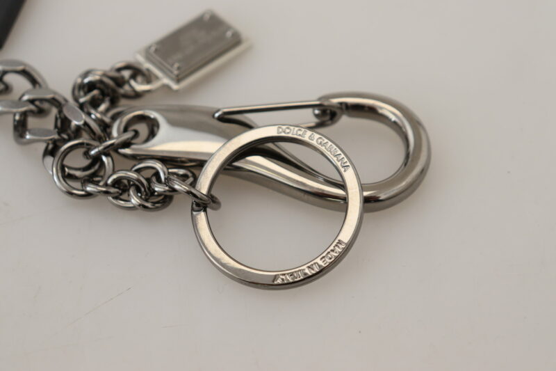 Dolce & Gabbana Elegant Silver and Black Designer Keychain - Image 6