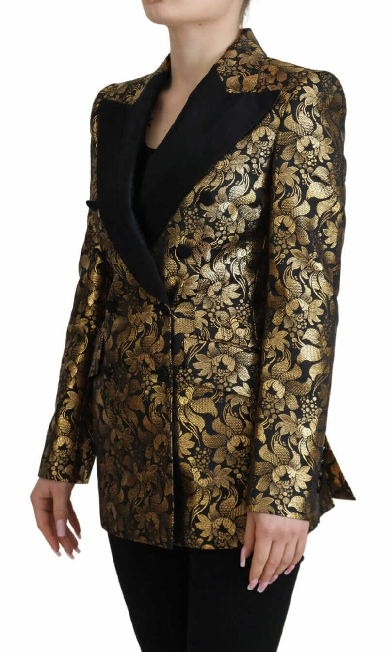 Dolce & Gabbana Elegant Black and Gold Floral Jacket - Image 2