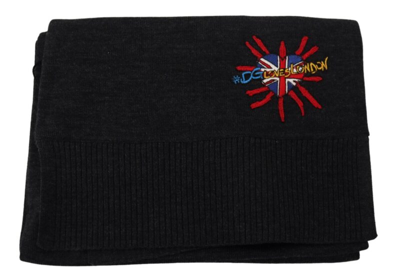 Dolce & Gabbana Elegant Black Wool Scarf Wrap - Image 4