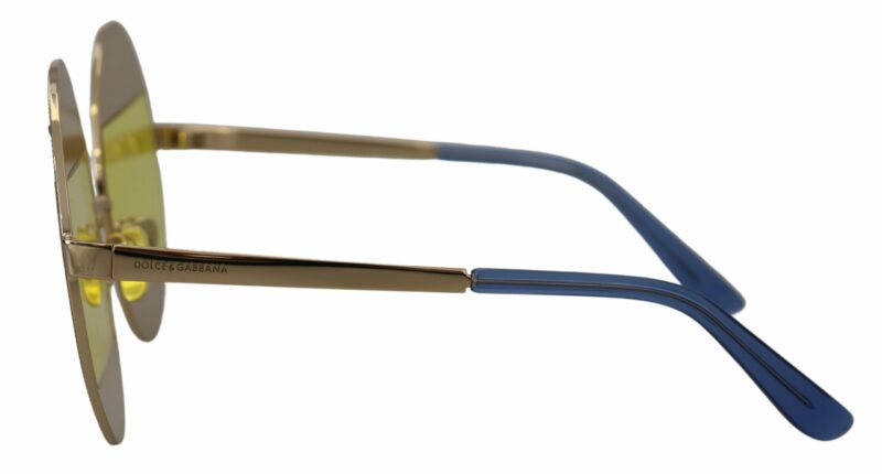 Dolce & Gabbana Crystal Embellished Gold Oval Sunglasses - Image 4