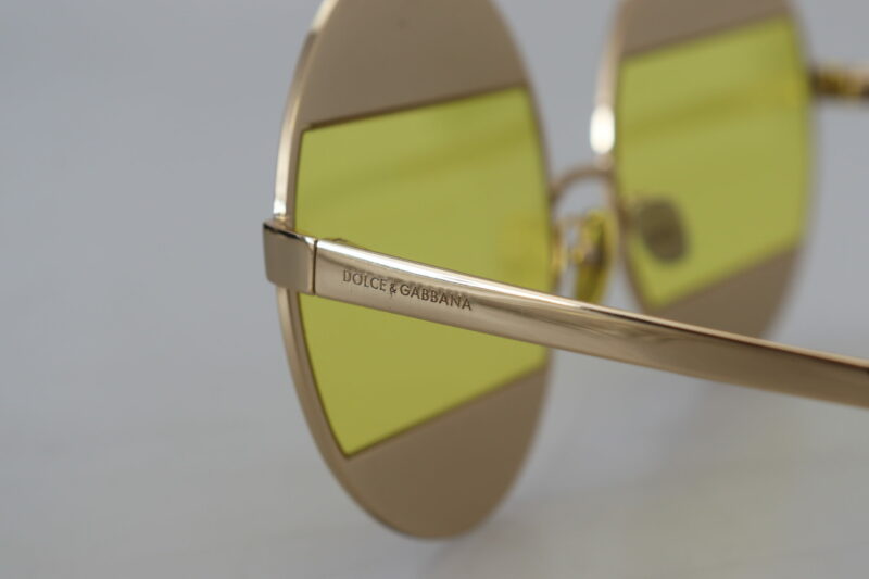 Dolce & Gabbana Crystal Embellished Gold Oval Sunglasses - Image 6