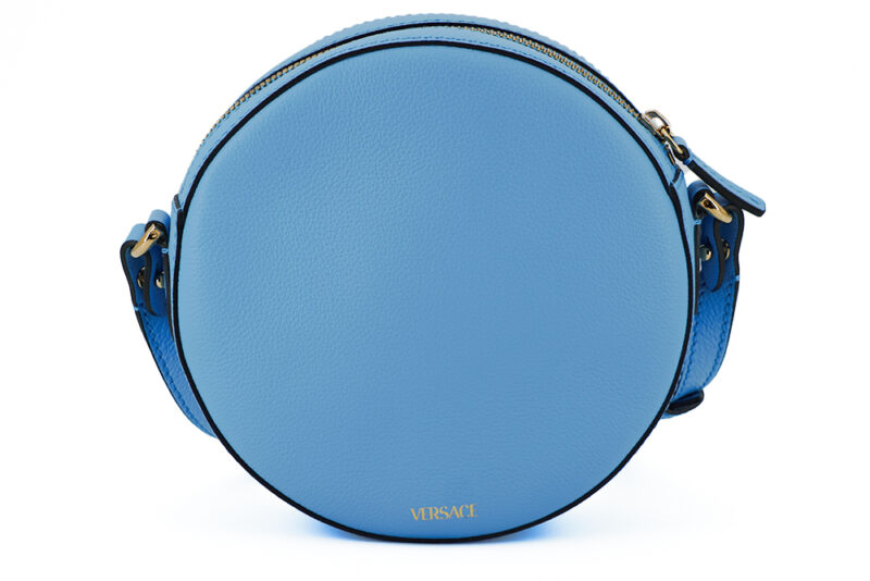 Versace Chic Blue Leather Round Shoulder Bag - Image 2