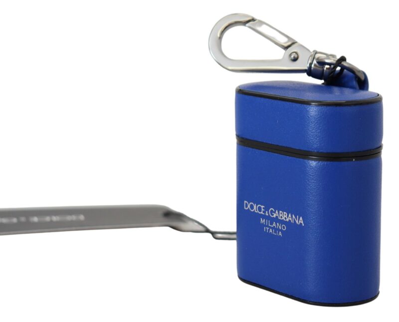 Dolce & Gabbana Elegant Blue Leather Airpods Case - Image 2
