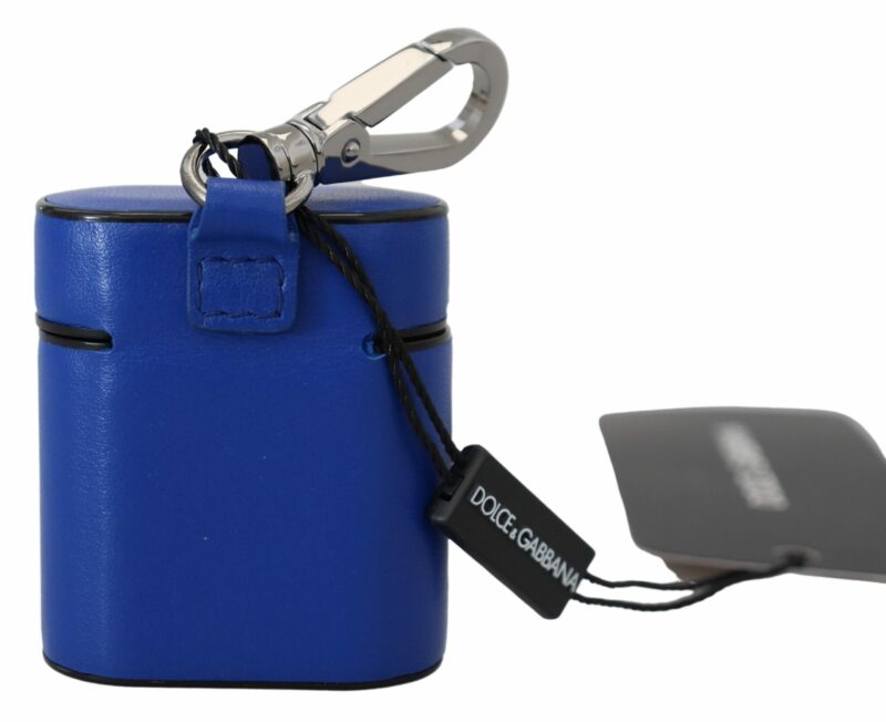 Dolce & Gabbana Elegant Blue Leather Airpods Case - Image 3