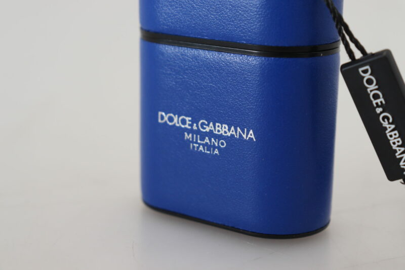 Dolce & Gabbana Elegant Blue Leather Airpods Case - Image 5